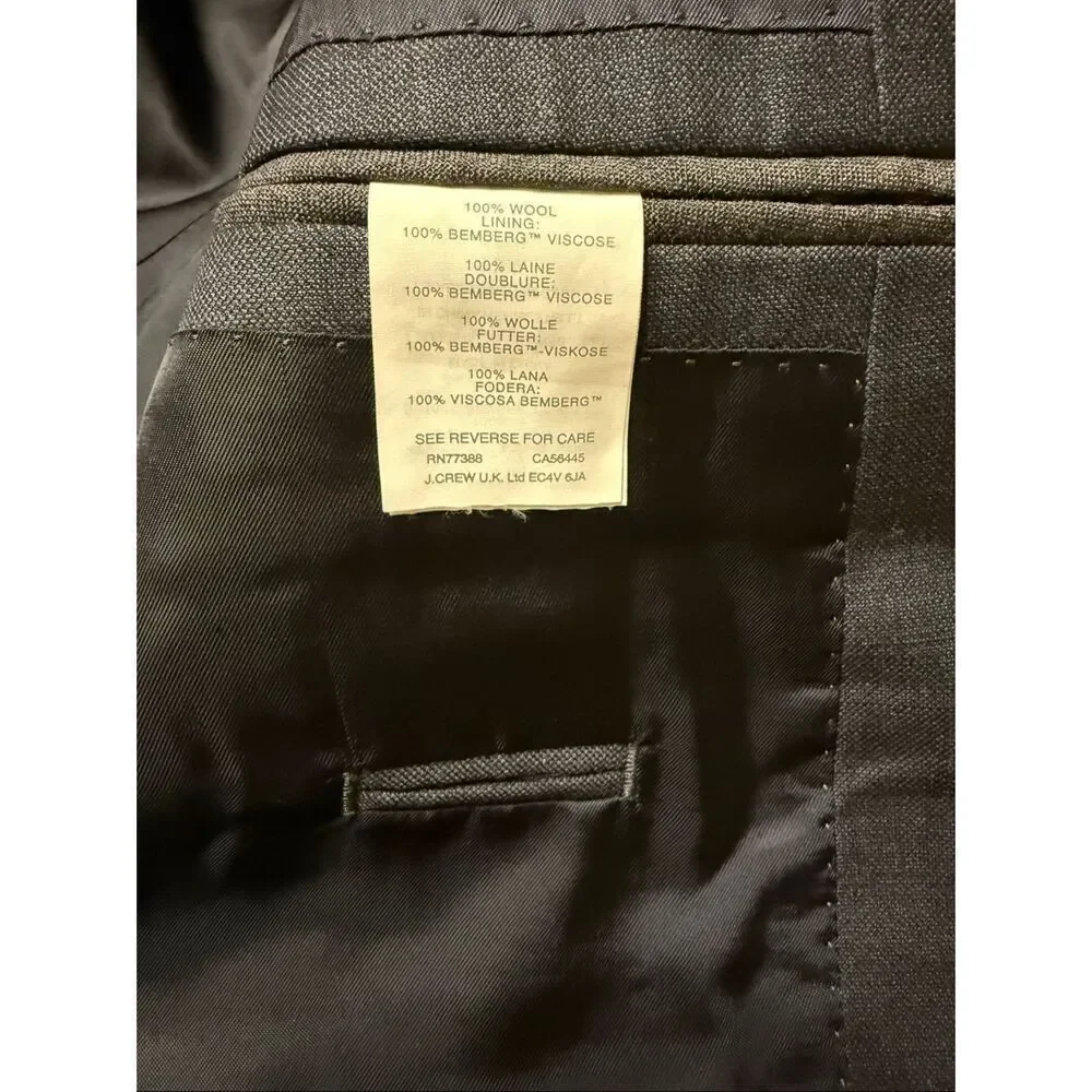 J Crew Ludlow Sport Coat Men 40S Gray Italian Fabric Jacket Tollegno 1900 Blazer